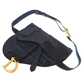 Christian Dior-Christian Dior Saddle Bag in Camouflage Canvas-Other,Navy blue