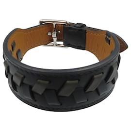 Hermès-Hermes Etrivier Derby T5 U Leather Charm Bracelet-Black,Khaki