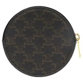 Céline-Celine Triomphe Leather Coin Case-Brown,Black