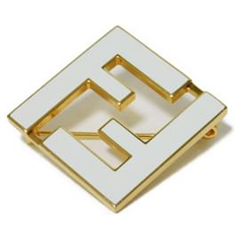 Fendi-Fendi F is Forever Brooch-White