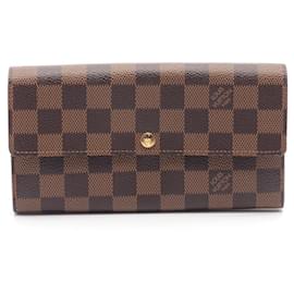 Louis Vuitton-Louis Vuitton Portefeuille Sarah Bi-fold Long Wallet-Brown,Damier ebene