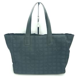 Chanel-Chanel New Travel Line MM Nylon Jacquard Tote Bag-Black