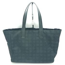 Chanel-Chanel New Travel Line MM Nylon Jacquard Tote Bag-Black