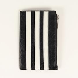 Balenciaga-Balenciaga adidas Trefoil Leather Coin Purse-Black