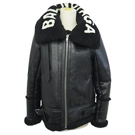 NUOVO GIACCA BALENCIAGA OVERSIZE 36 M IN PELLE DI PECORA Nero