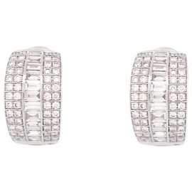 NINE MESSIKA LIZ HOOP EARRINGS OR WHITE 18K DIAMONDS 1.4CT Silvery