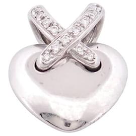 PENDIENTE CHAUMET CORAZÓN ENLACES EN ORO BLANCO 18K 6.5GR 13 DIAMANTES PENDIENTE Plata