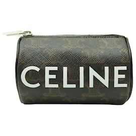 Céline-NINE CELINE MINI CYLINDER TRIUMPH CANVAS CLUTCH POUCH 10L552EV6-Brown
