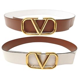 CINTO VALENTINO VLOGO SIGNATURE T85 REVERSÍVEL EM COURO BRANCO E CAMEL Outro