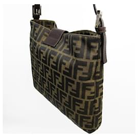 Fendi-Fendi Brown Zucca Canvas Shoulder Bag-Brown