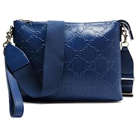 Gucci-Gucci Blue Leather Shoulder Bag-Blue