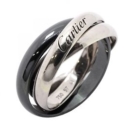 Cartier Trinity K18WG Black Ceramic Band Ring Black