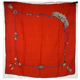 Cartier Bufanda de seda "Must" Plata Roja Azul