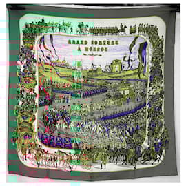 Hermès-grand procession in Moscow silk square-Red,Multiple colors,Yellow,Eggshell,Light blue,Dark green,Dark blue