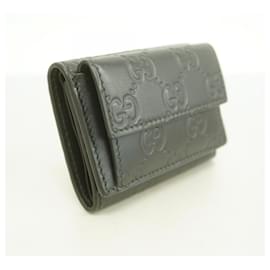 Gucci-Gucci Tri-fold Wallet in Black Leather-Black