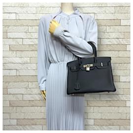 Hermès-Hermes Birkin 30 Handbag in Black Leather-Black