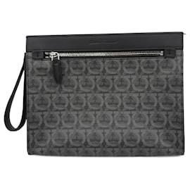 Salvatore Ferragamo-Salvatore Ferragamo Gancini Clutch Bag-Brown,Black