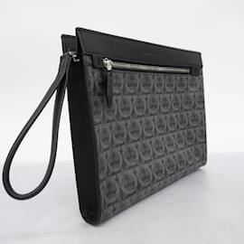 Salvatore Ferragamo-Salvatore Ferragamo Gancini Clutch Bag-Brown,Black