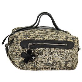 CHANEL Bolso de Mano Tweed Amarillo Plata CC Auth bs19419 Plata Amarillo