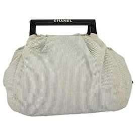 Chanel-CHANEL Hand Bag Canvas Green Silver CC Auth 97061-Silvery,Green