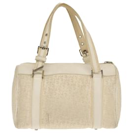 Christian Dior-Christian Dior Trotter Canvas Hand Bag Beige Silver Auth ep6129-Silvery,Beige