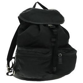 Sac à dos PRADA en nylon noir argent authentique ep6168 Noir Argenté