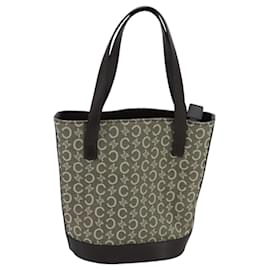 Céline-CELINE C Macadam Canvas Hand Bag Brown Gold Auth 98064-Brown,Golden