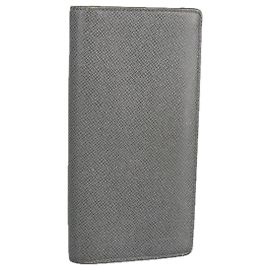 LOUIS VUITTON Taiga Brazza Lange Geldbörse Grau M81554 LV Auth fm4044 Braun