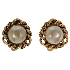 Chanel-CHANEL Pearl Earring metal Gold Tone CC Auth bs19423-Other