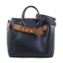 Burberry-Burberry Leather Handbag-Brown,Black