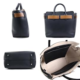 Burberry-Burberry Leather Handbag-Brown,Black