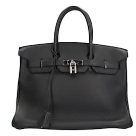 Hermès-Hermes Birkin 35 Handbag in Black Leather-Black
