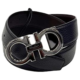 Salvatore Ferragamo-Salvatore Ferragamo Gancini Reversible Belt-Black