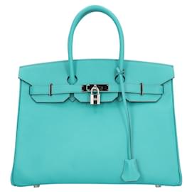 Hermès-Hermes Birkin 35 Handbag in Epsom Blue-Blue