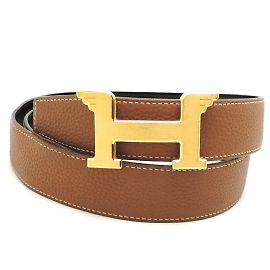 Hermès Cintura da uomo Hermes Constance H Pegasus D inciso Marrone Nero D'oro
