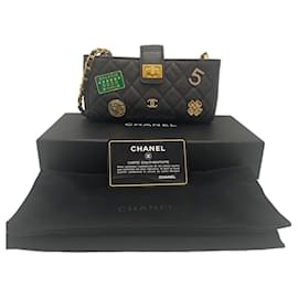 Chanel-Chanel 2016 Limited Edition 2.55 Reissue Quilted Aged Calfskin Lucky Charm Casino Crossbody Mini Clutch with Chain-Black