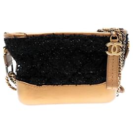 Chanel-Chanel Seal Gabrielle Small Women's Shoulder Bag-Black,Golden