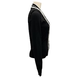 Dolce & Gabbana-Dolce & Gabbana Black Pearl Embellished Knit Cardigan Sweater-Black