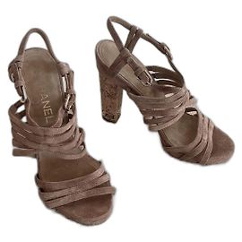 Chanel Sandals Dark Pink Beige Size 38 (small 38) Pink Beige