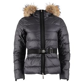 Moncler Angers Giubbotto Fur Long Parka Dunkelgrau Anthrazitgrau