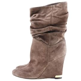 Louis Vuitton-Louis Vuitton Suede Ankle Boots-Brown