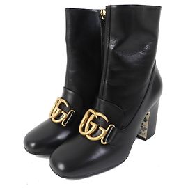 Botas de tornozeleira de couro Gucci GG Marmont 36.5 Outro