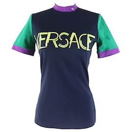 Versace-Versace Embroidered Logo Stand Neck T-Shirt-Multiple colors