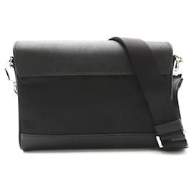 Prada-Prada Saffiano Leather Nylon Shoulder Bag-Black