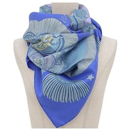 Hermès-Hermes Silk Scarf Blue 90cm-Blue