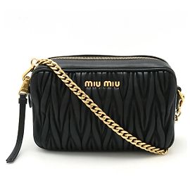 Miu Miu Leather Matelassé Shoulder Bag 5BH118 Black