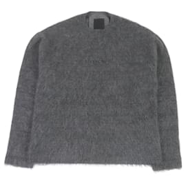 Givenchy-Givenchy Mohair Wool Dog Motif Logo Sweater Gray S-Brown