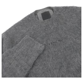 Givenchy-Givenchy Mohair Wool Dog Motif Logo Sweater Gray S-Brown