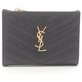 Yves Saint Laurent Saint Laurent Leather Zip Wallet Monogram Black