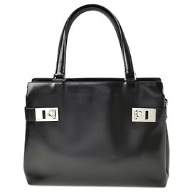 Salvatore Ferragamo Leather 2way Tote/Shoulder Bag Black Black